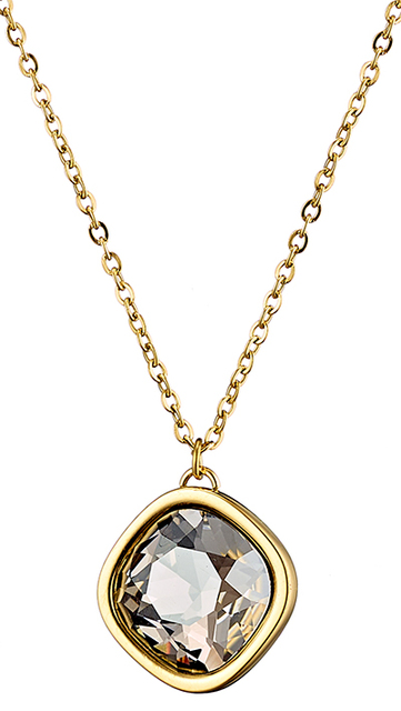 Woman short surgical steel necklace plated with yellow gold and grey crystal stone  N-07103G